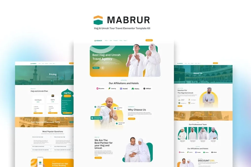 Mabrur – Hajj & Umrah Tour Travel Elementor Template
