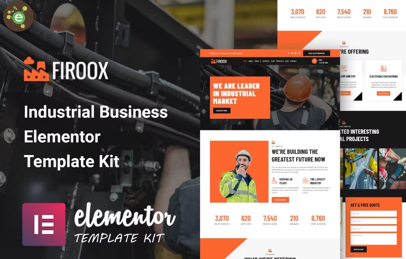 Firoox – Industrial Business Elementor Template