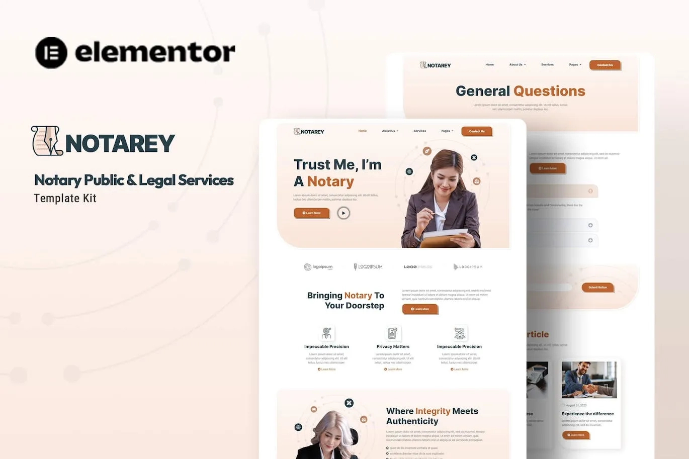 Notarey – Notary Public & Legal Services Elementor Template