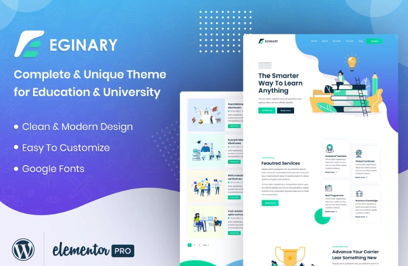 Eginary – Online Education Elementor Template