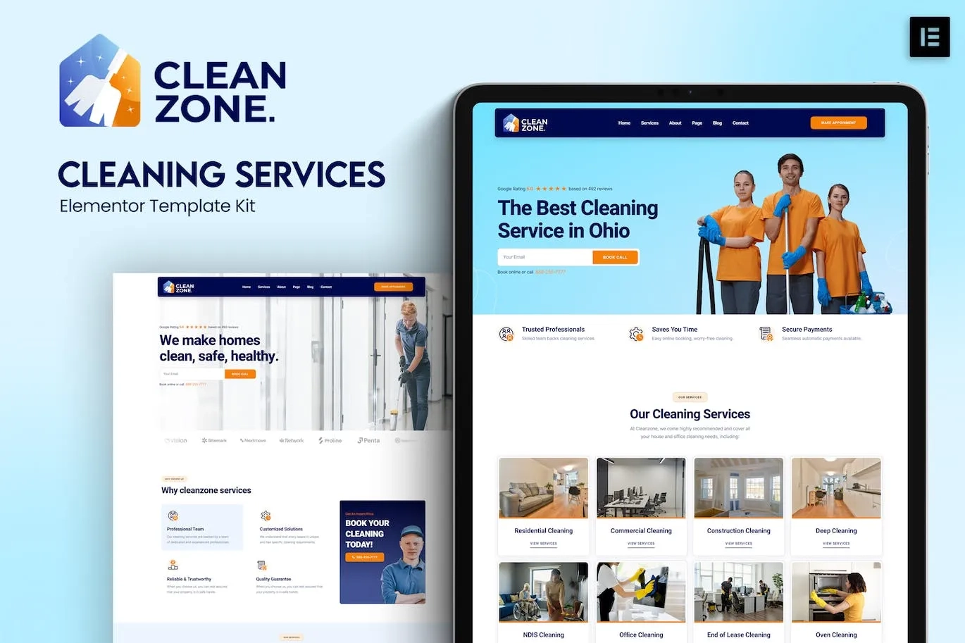 Cleanzone – Cleaning Services Elementor Template