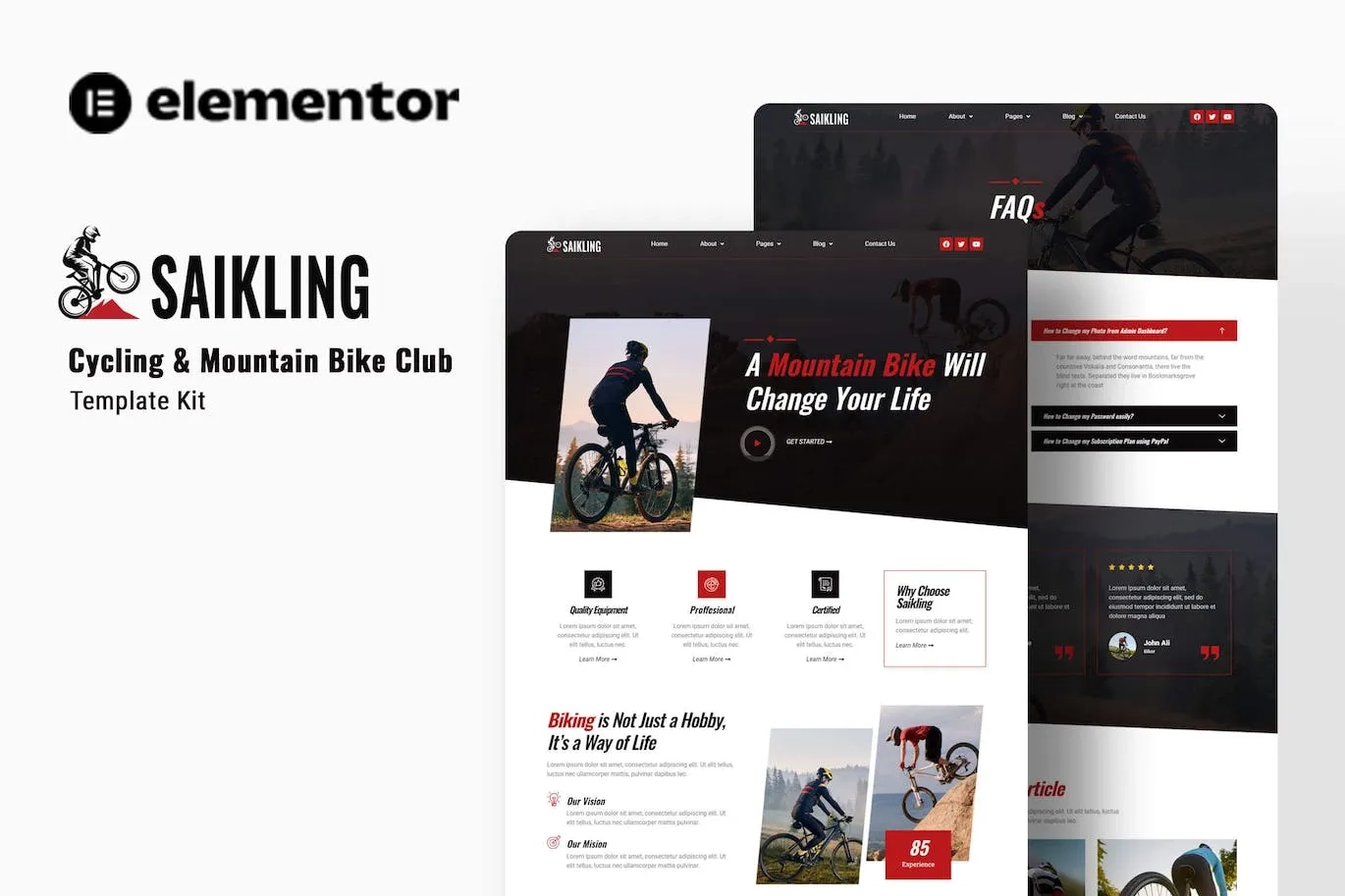 Saikling – Cycling Mountain Bike Club Elementor Template
