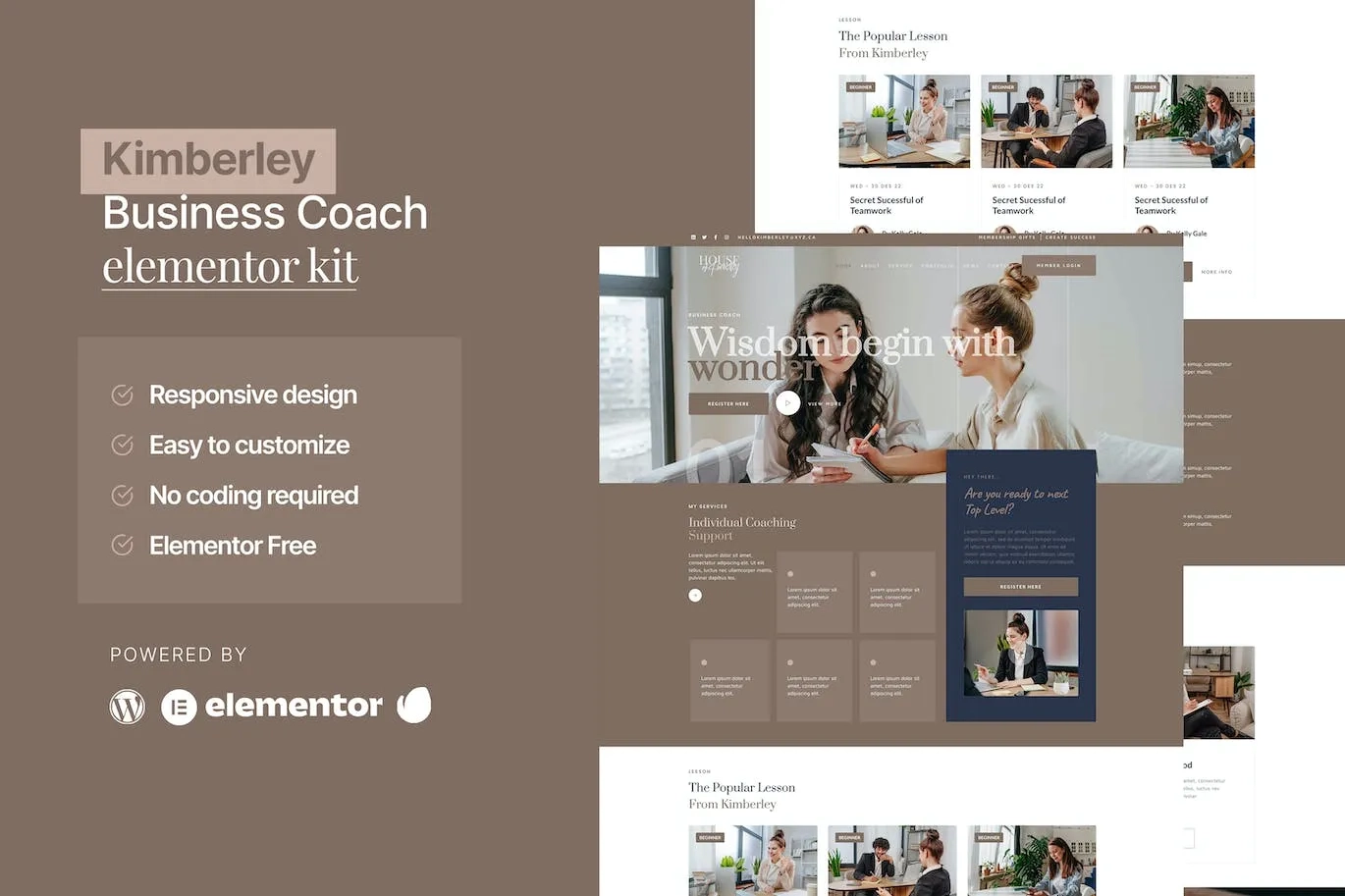 Kimberley – Business Coaching Elementor Template