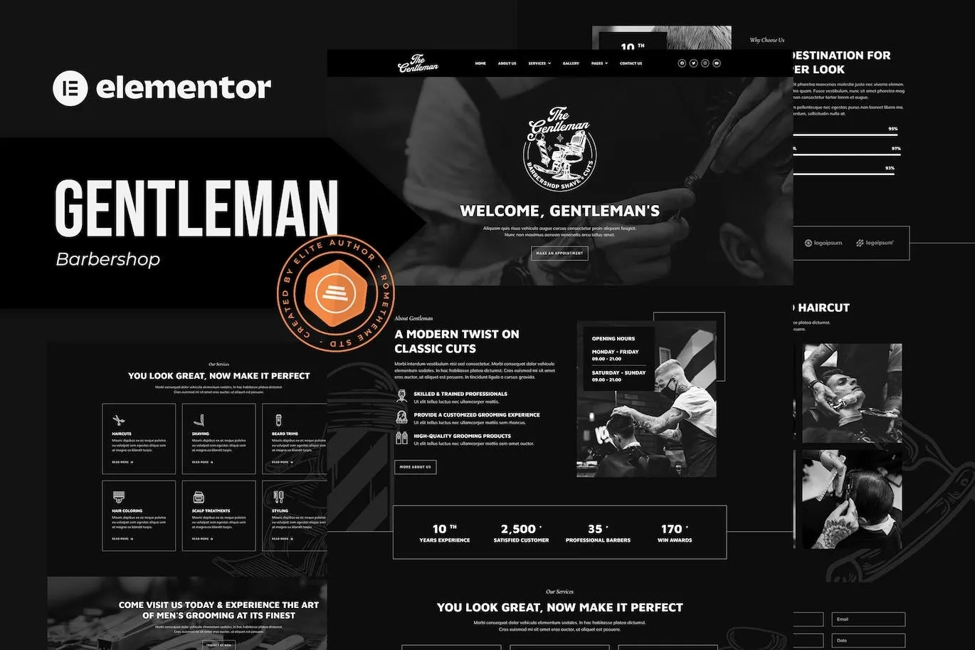 Gentleman – Barbershop & Hair Studio Elementor Template