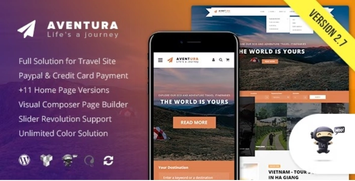 Aventura – Travel & Tour Booking System WordPress Theme