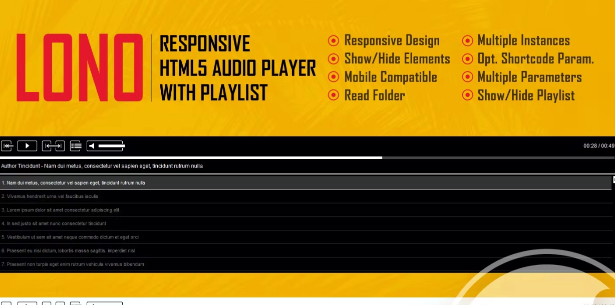 Lono - Responsive HTML5 Audio Player With Playlist