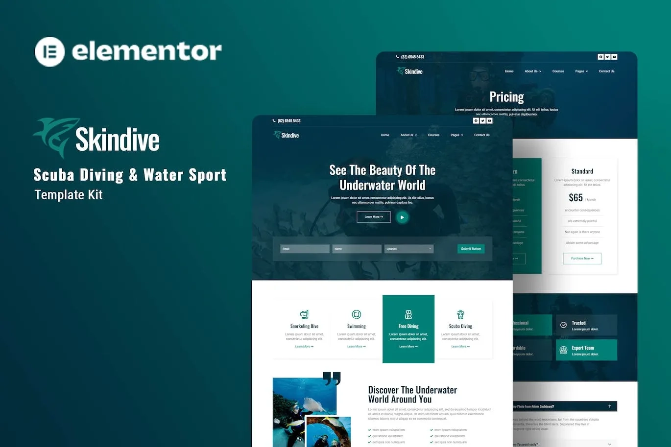Skindive – Scuba Diving & Water Sport Elementor Template