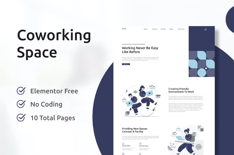 Vinic – Coworking Space Elementor Template
