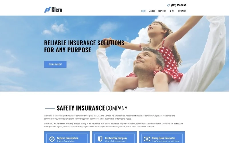 Klero – Insurance Services Multipurpose Classic WordPress Elementor Theme WordPress Theme