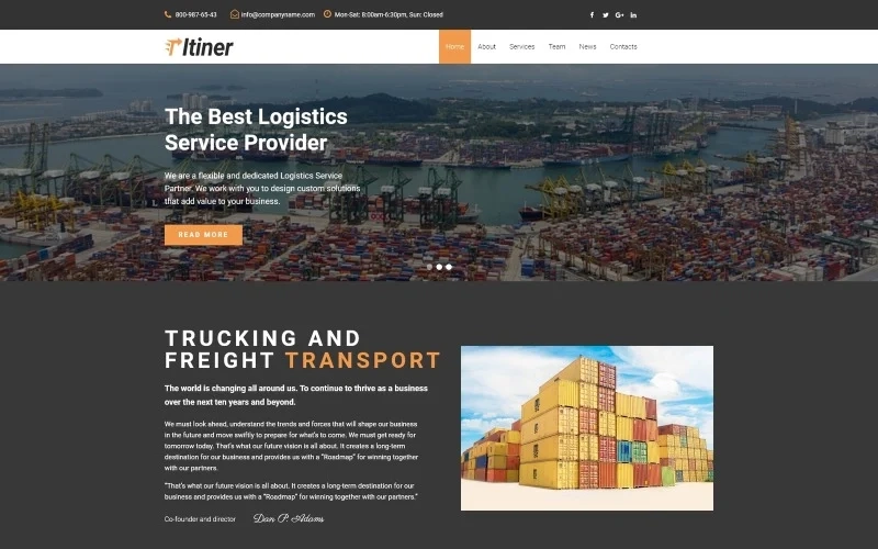 Itiner – Transportation Multipurpose Minimal WordPress Elementor Theme WordPress Theme