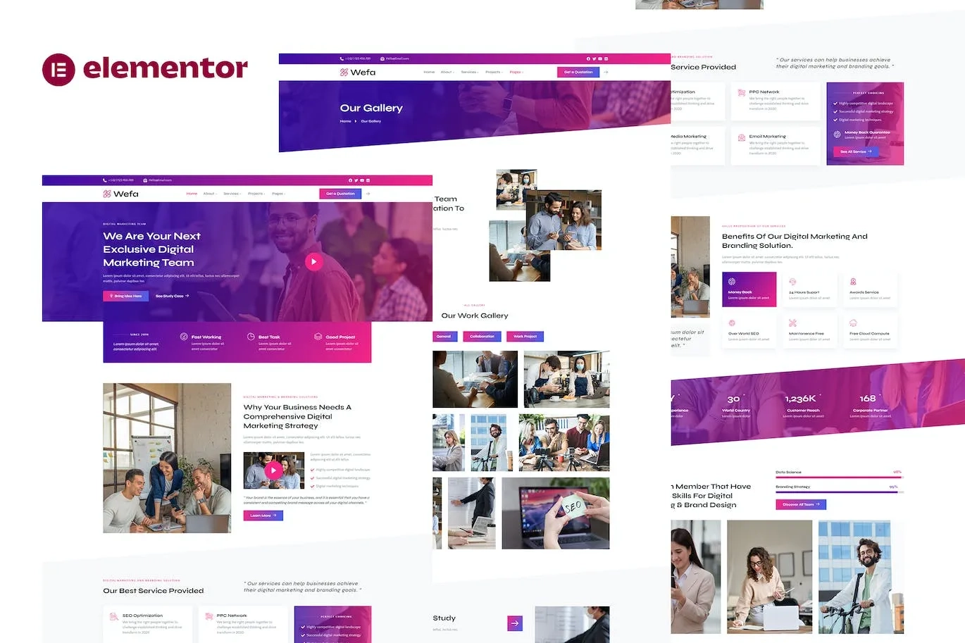 Wefa – Digital Marketing & Brand Design Agency Elementor Template