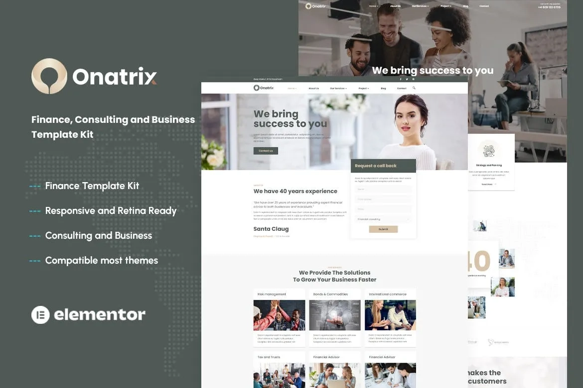 Onatrix – Finance Consulting & Business Elementor Template