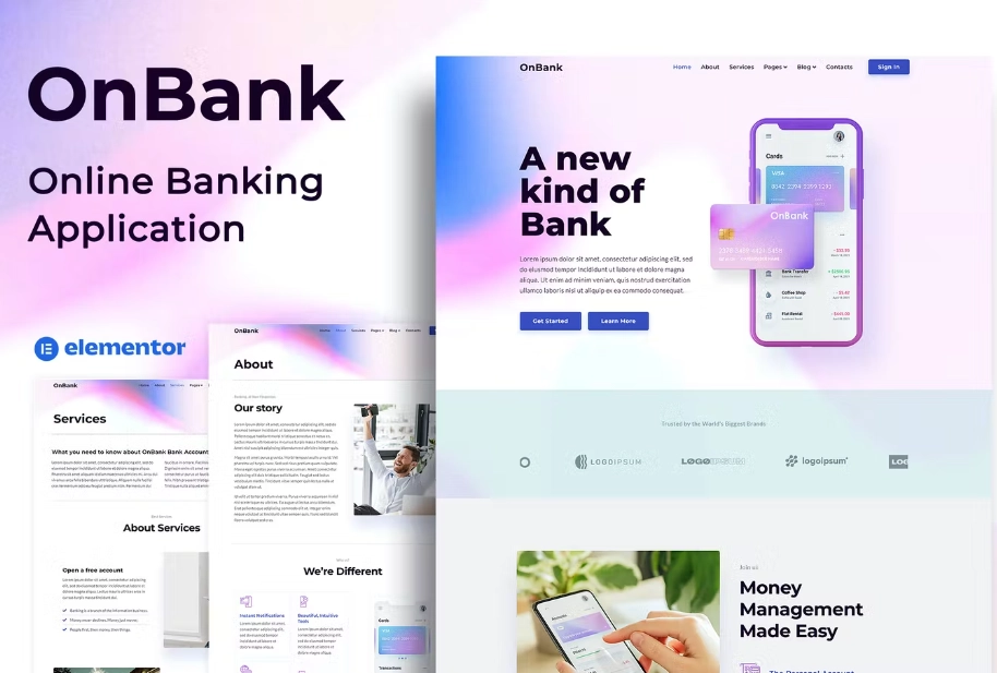 OnBank – Online Banking & Money Transfers – Elementor