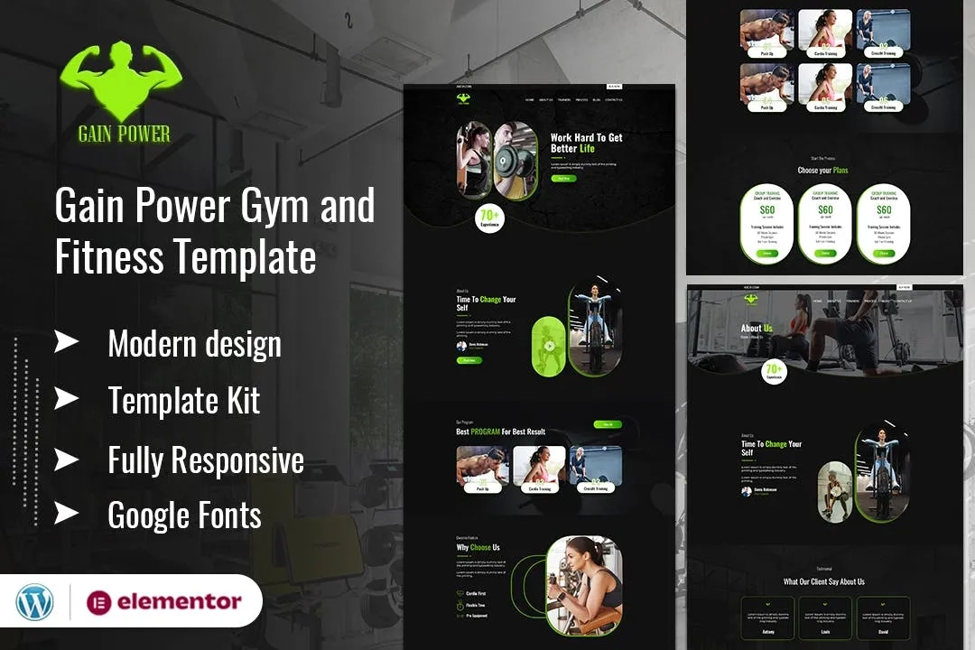 GAIN POWER – Gym & Fitness Elementor Template