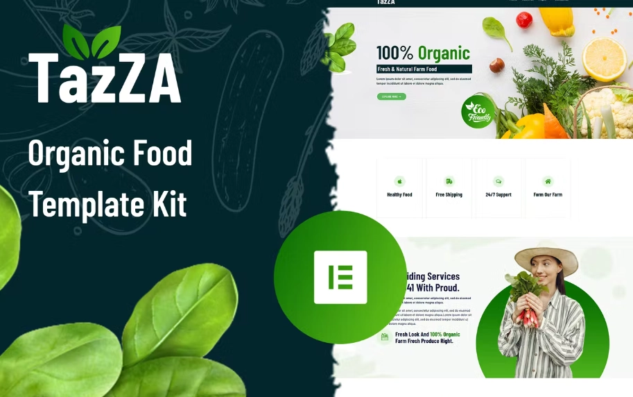 TazZA – Organic Food Elementor Template