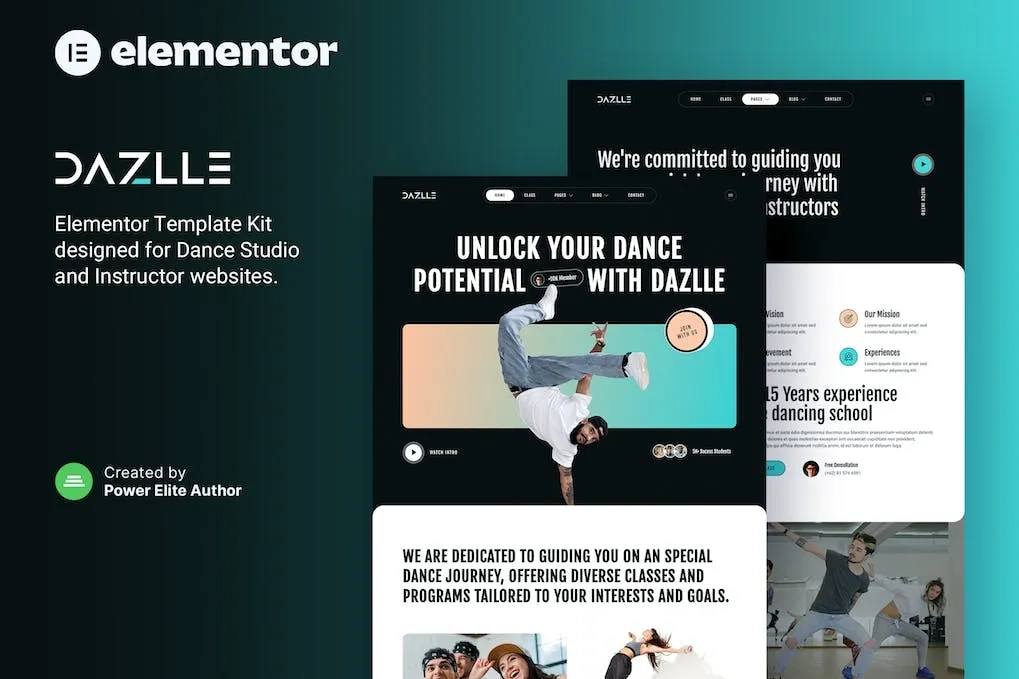 Dazlle – Dance Studio & Instructor Elementor Template
