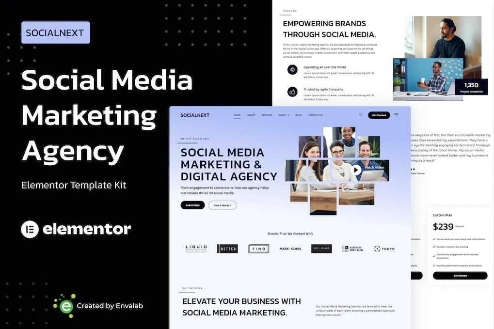 Socialnext – Social Media Marketing Agency Elementor Pro Template