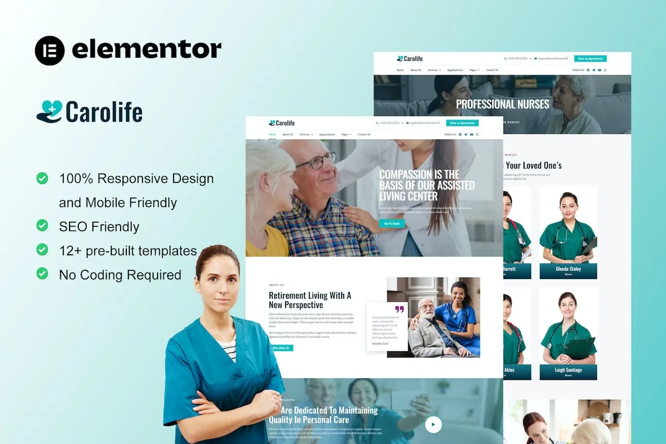 Carolife – Home Care & Private Nursing Services Elementor Template