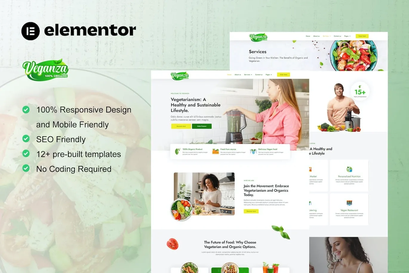 Veganza – Organic Food & Vegetarian Elementor Template