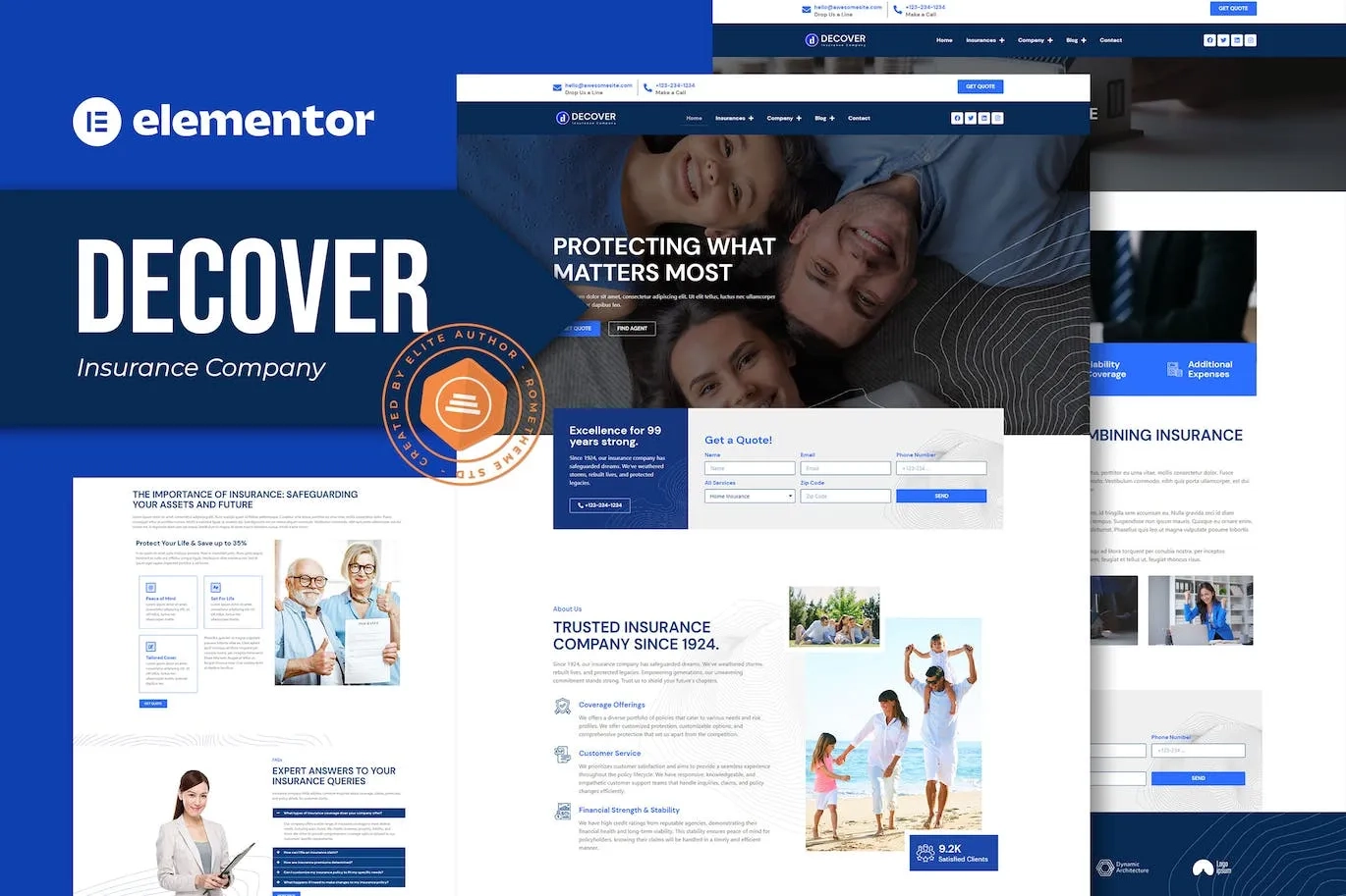 Decover – Insurance Company Elementor Pro Template