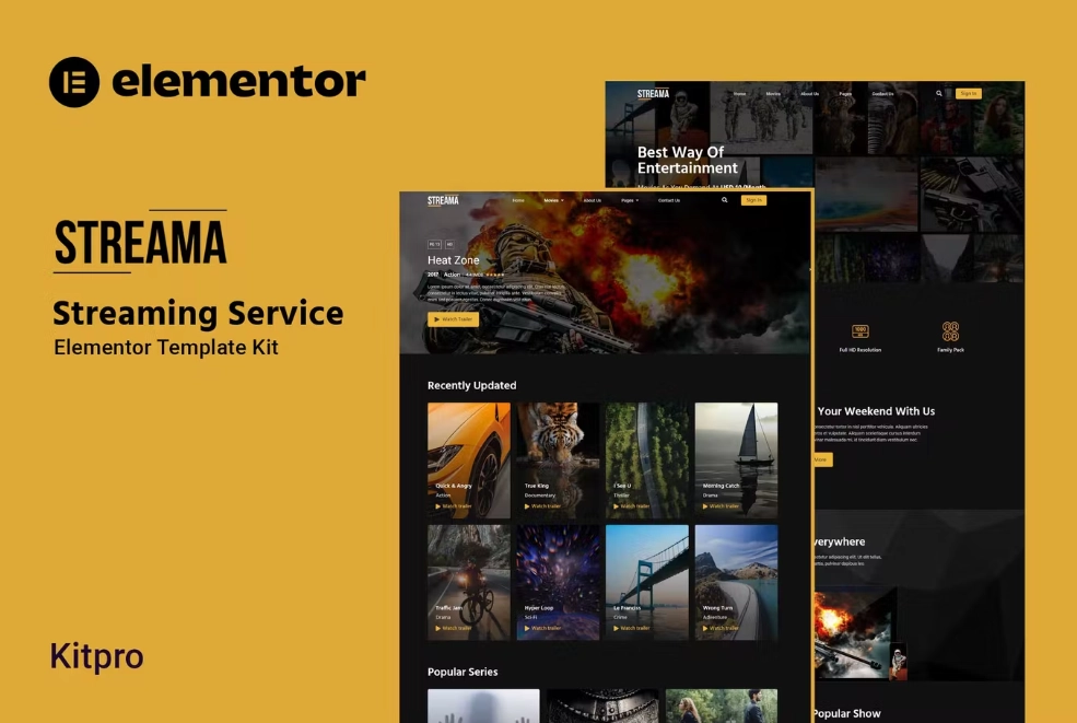 Streama – Streaming Service Elementor Template