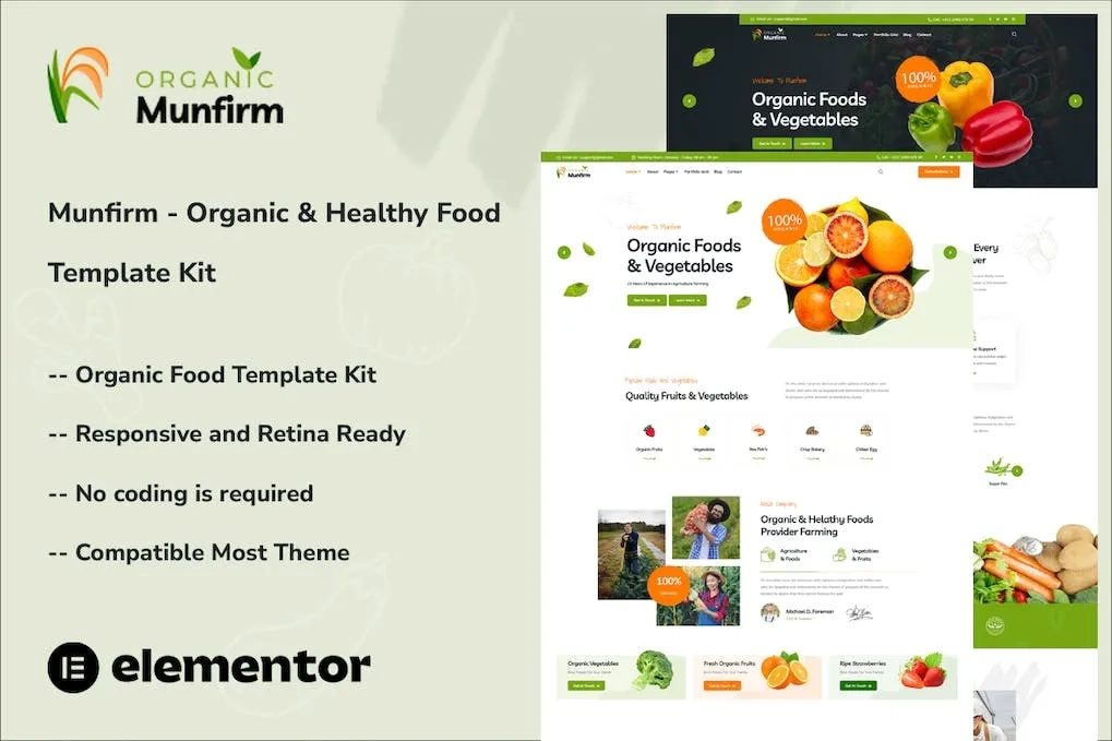Munfirm – Organic & Healthy Food Elementor Template