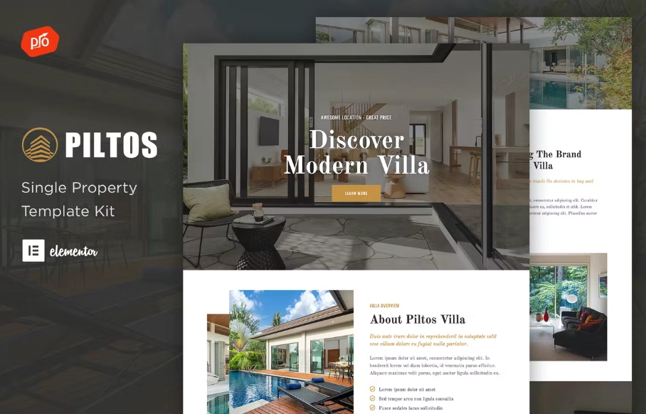 Piltos – Single Property Elementor Template