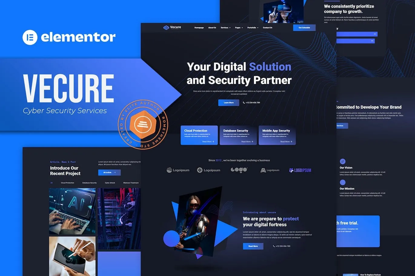 Vecure – Cyber Security Services Elementor Template