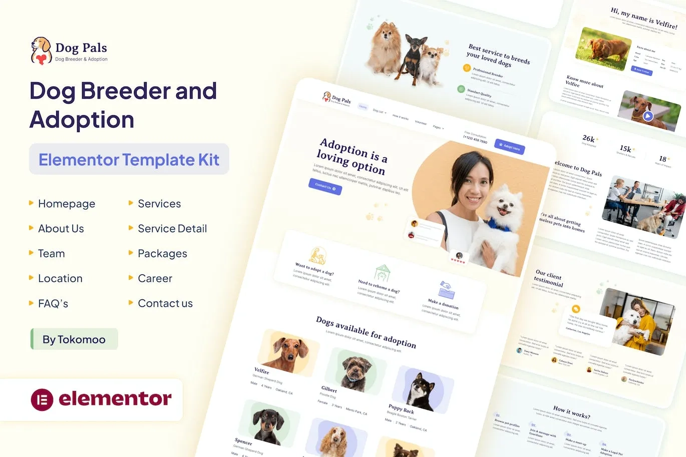 Dog Pals – Dog Breeder & Adoption Elementor Template