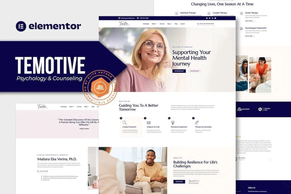 Temotive – Psychology & Counseling Elementor Template