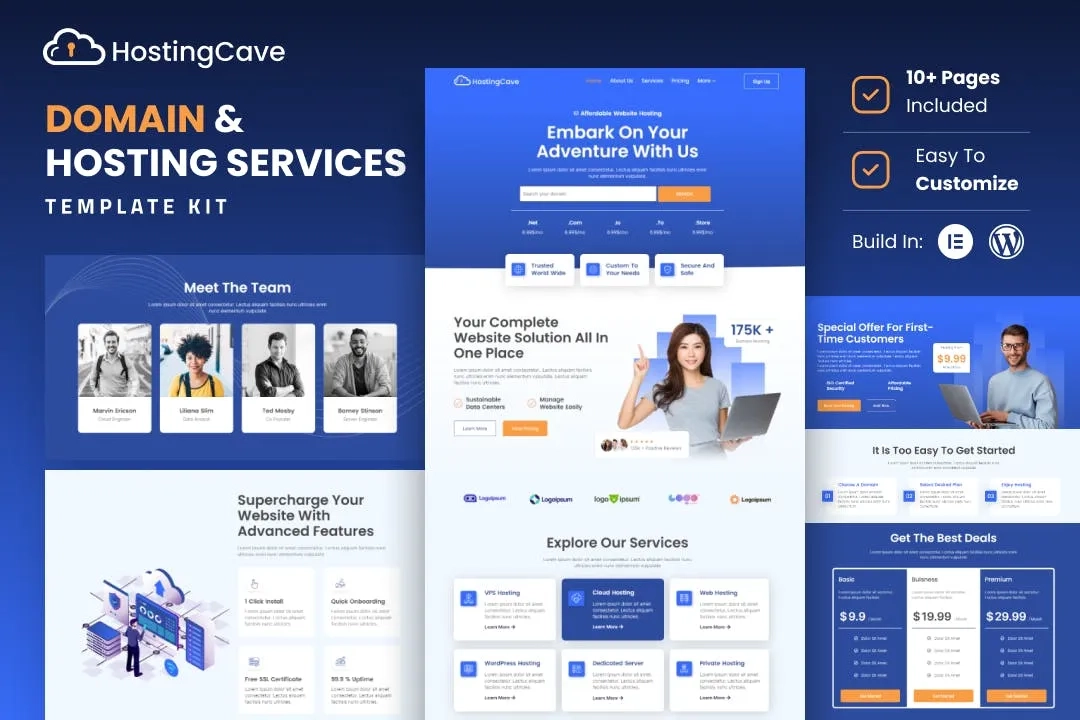 Hostingcave – Web Hosting Services Elementor Template