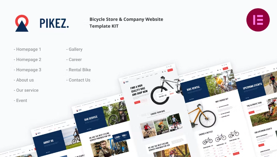 Pikez – Bike Shop & Bicycle Rental Elementor Template