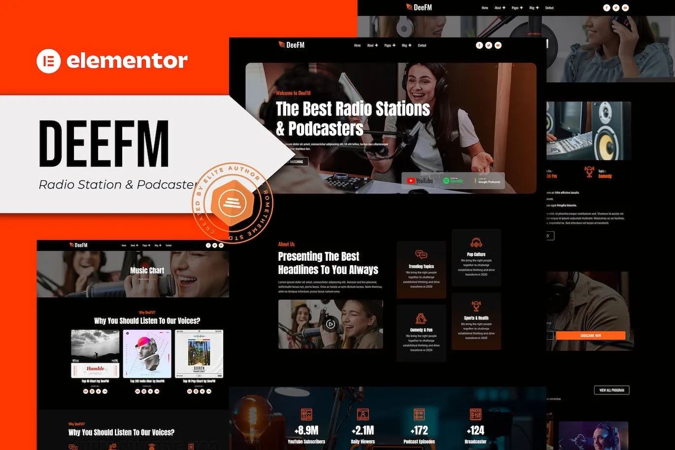 DeeFM – Radio Station & Podcaster Elementor Pro Template