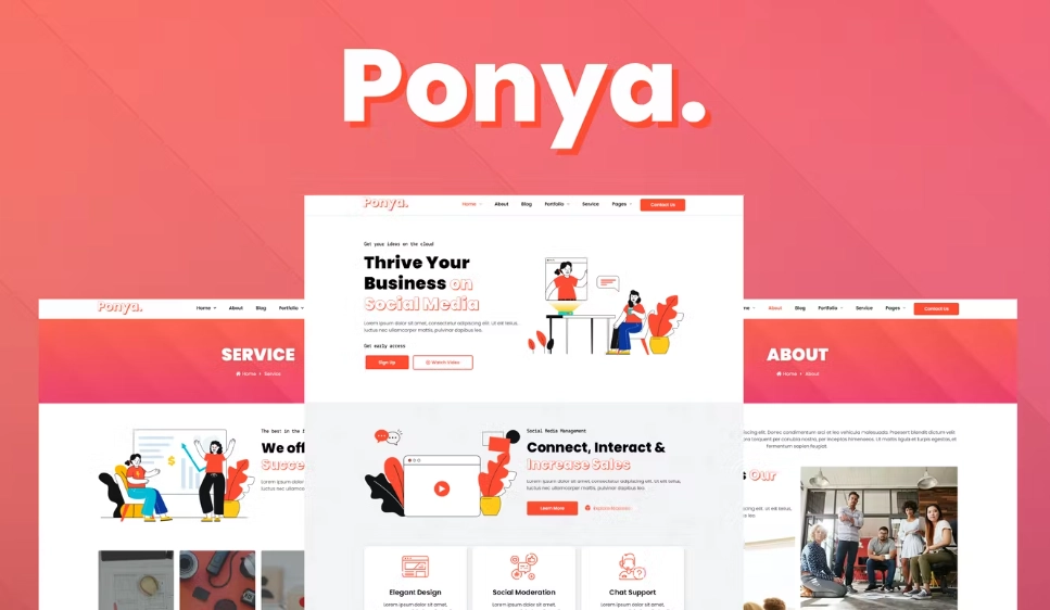 Ponya – Social Media Agency Template