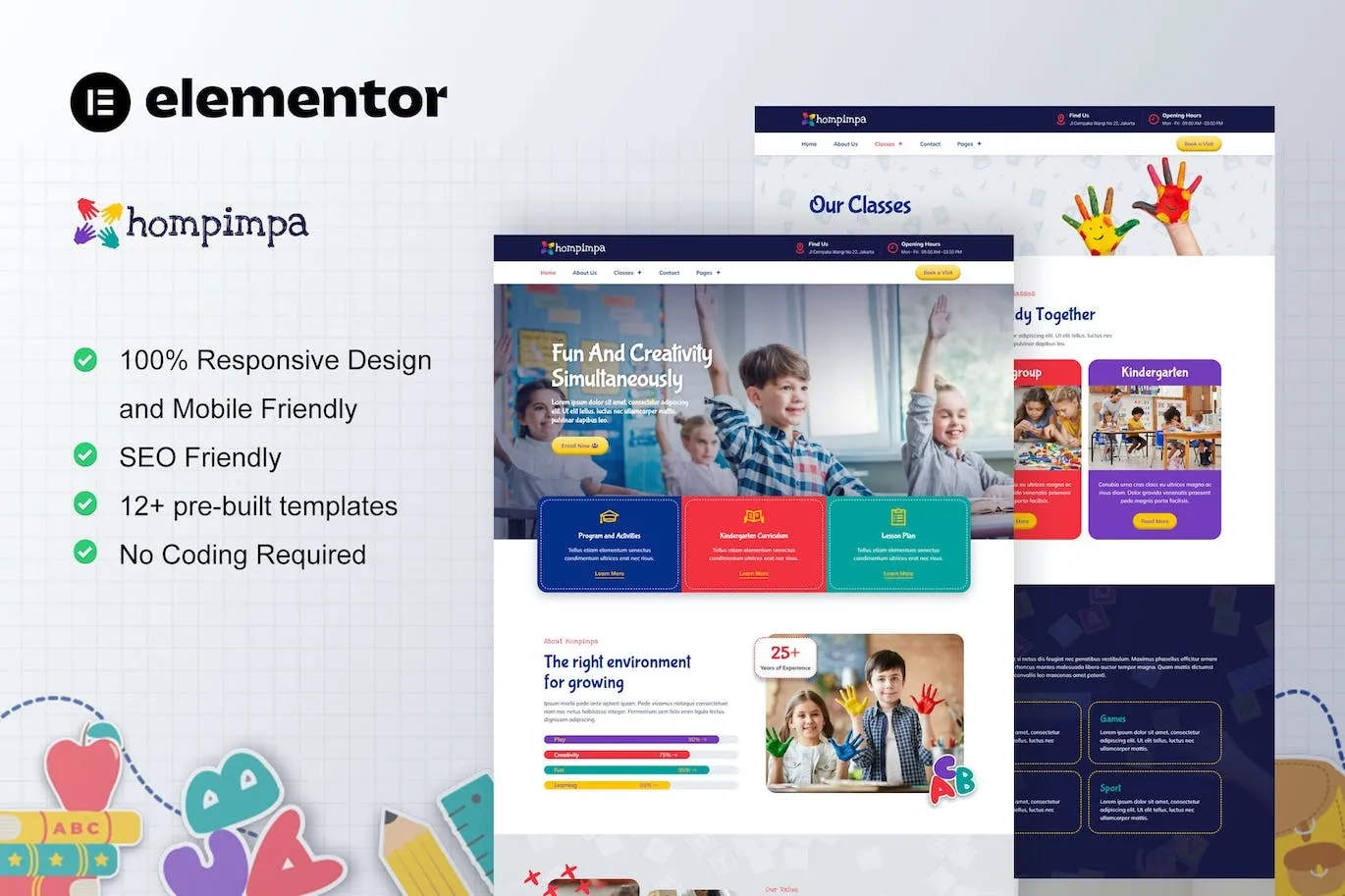 Hompimpa – Kindergarten & Child Care Elementor Template