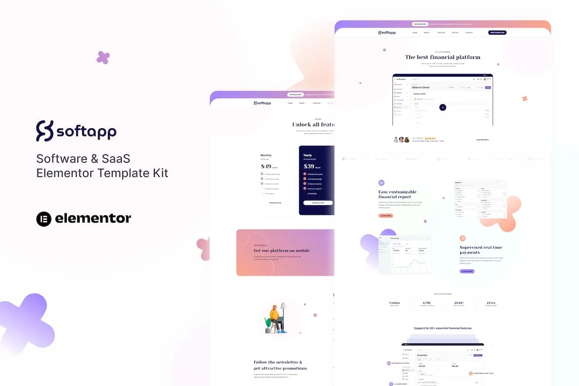 Softapp – Software & SaaS Elementor Template