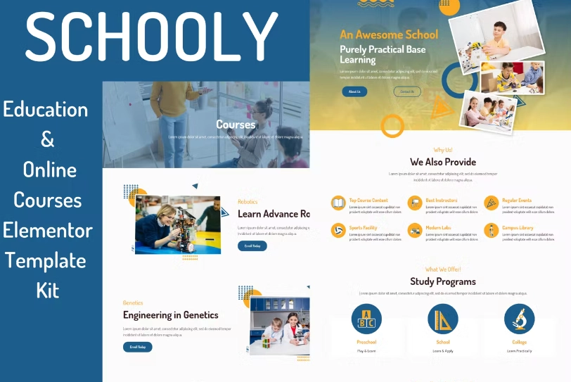 Schooly – Education & Online Courses Elementor Template