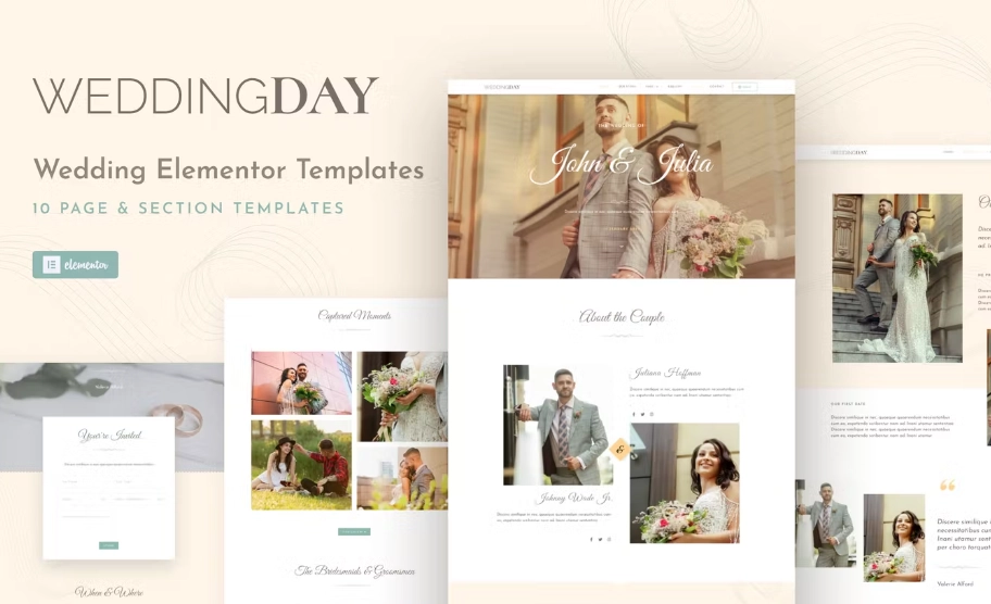 Wedding – Invite & Gallery Event Elementor Template Kit