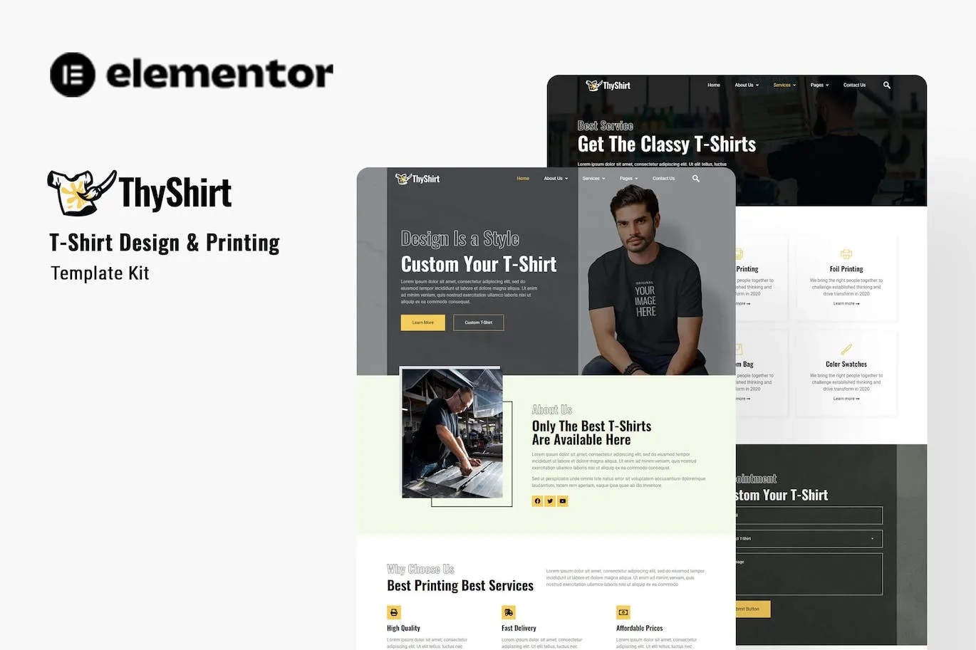 Thyshirt – TShirt Design and Printing Elementor Template