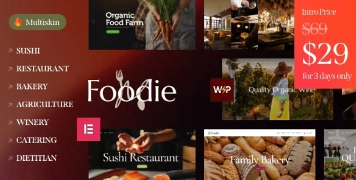 Foodie – Food & Wine Elementor Multiskin WordPress Theme