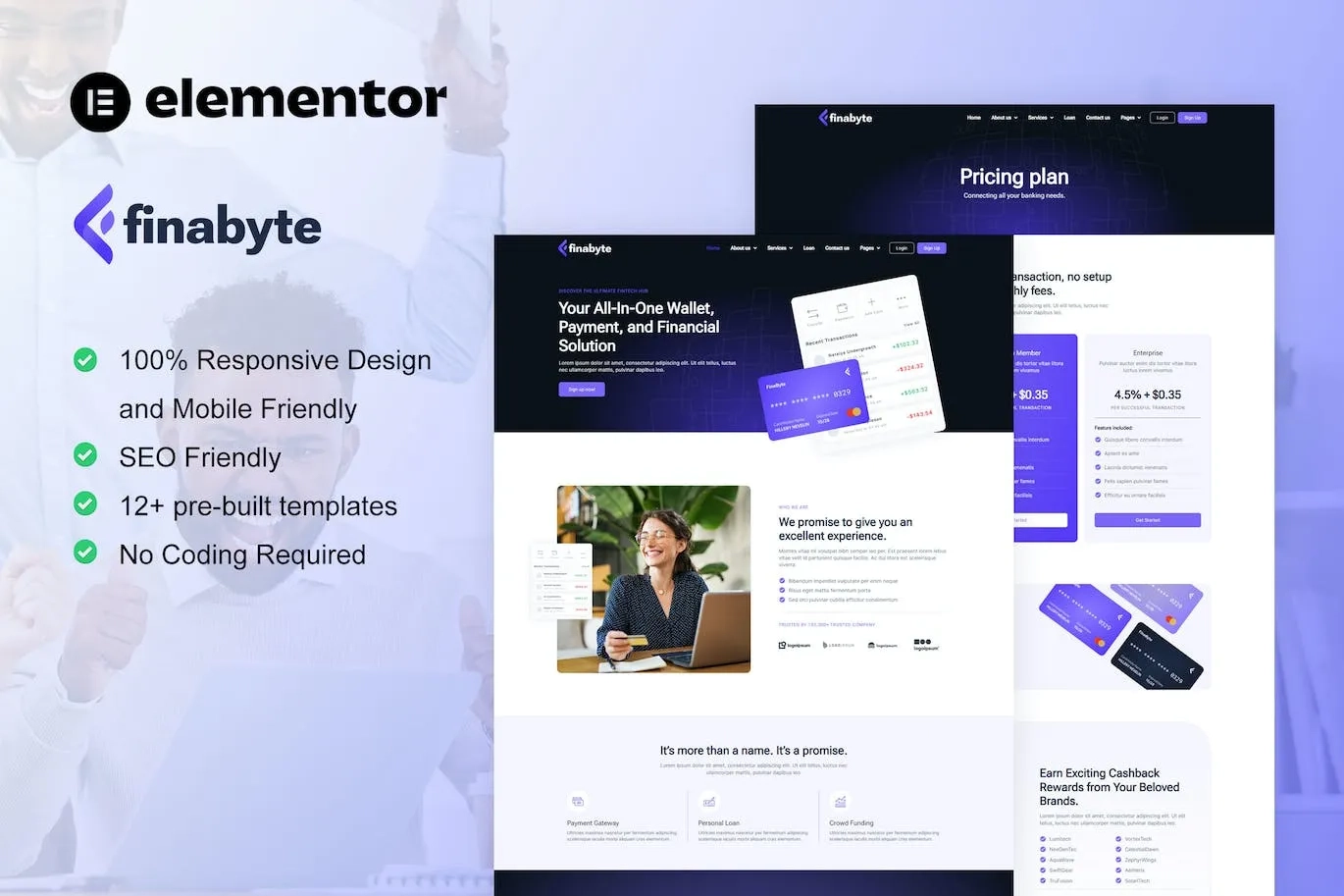 FinaByte – Saas & Fintech Startup Elementor Template