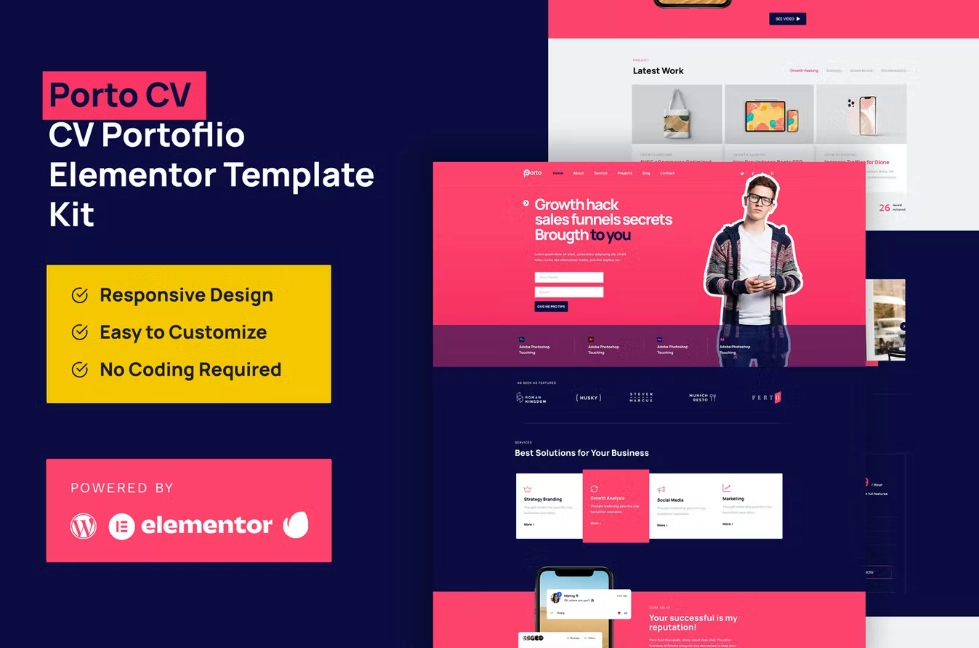 Porto CV – Portfolio Personal Elementor Pro Template