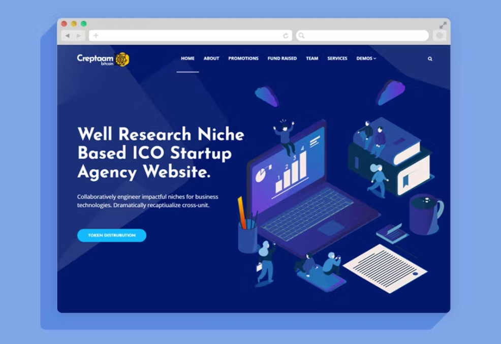 Creptaam – Bitcoin, ICO Landing and Cryptocurrency