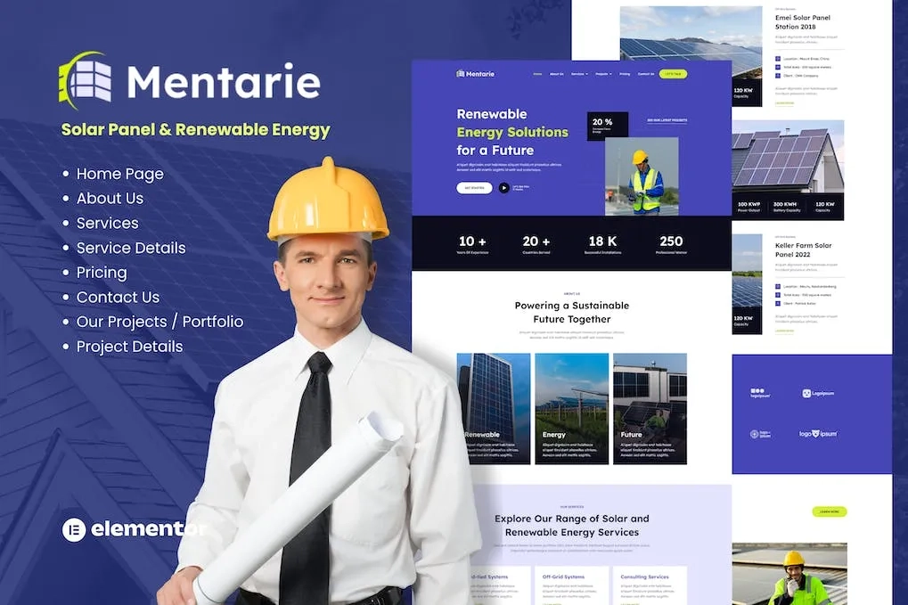 Mentarie – Solar Panel & Sustainable Energy Elementor Template