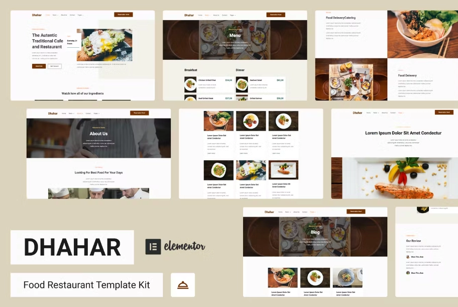 Dhahar – Restaurant Elementor Template