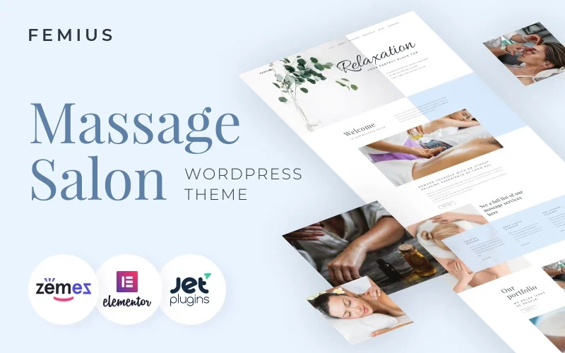Femius – Massage Salon Ready-to-Use Minimal WordPress Elementor Theme WordPress Theme