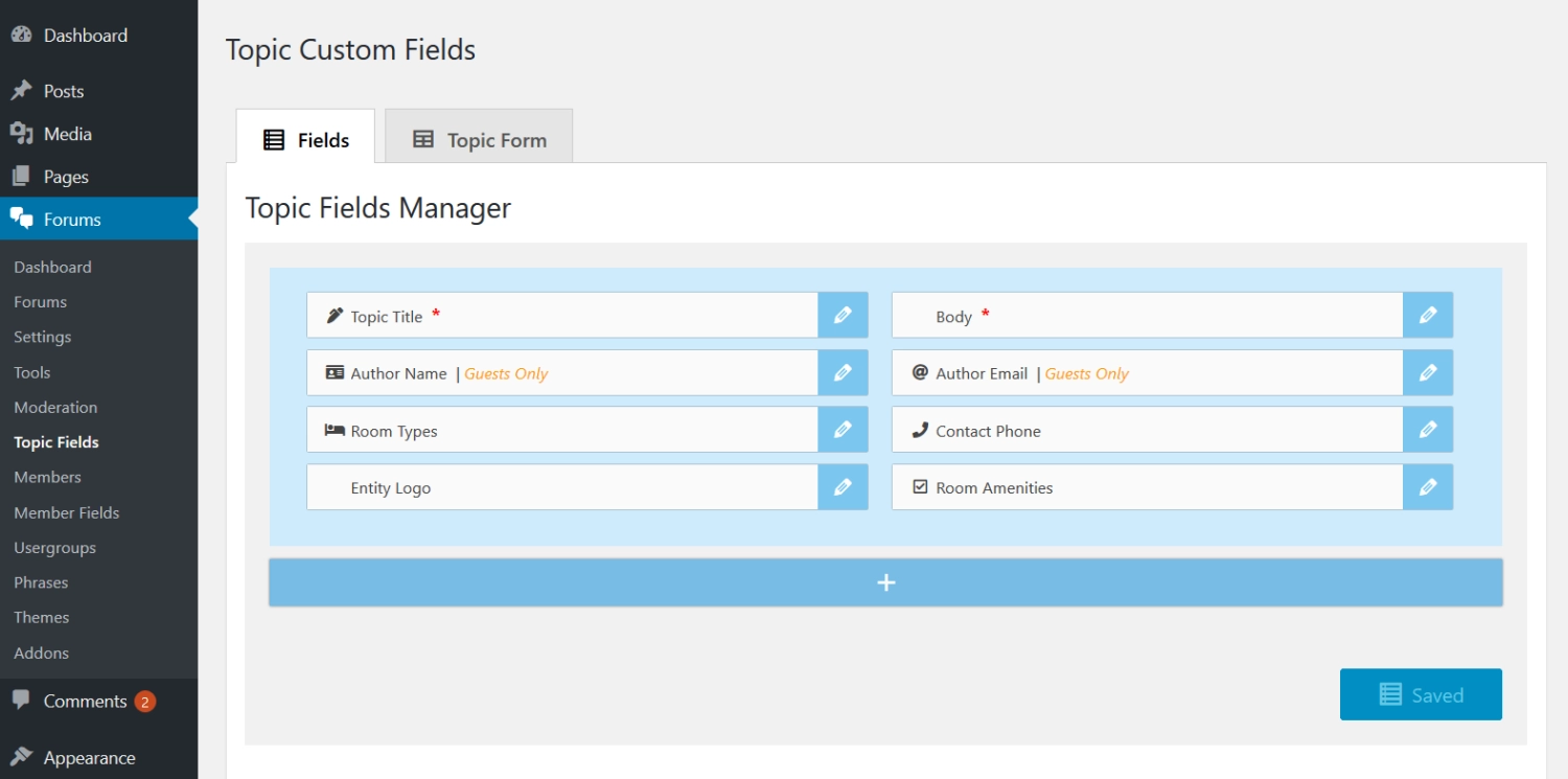 wpForo - Topic Custom Fields