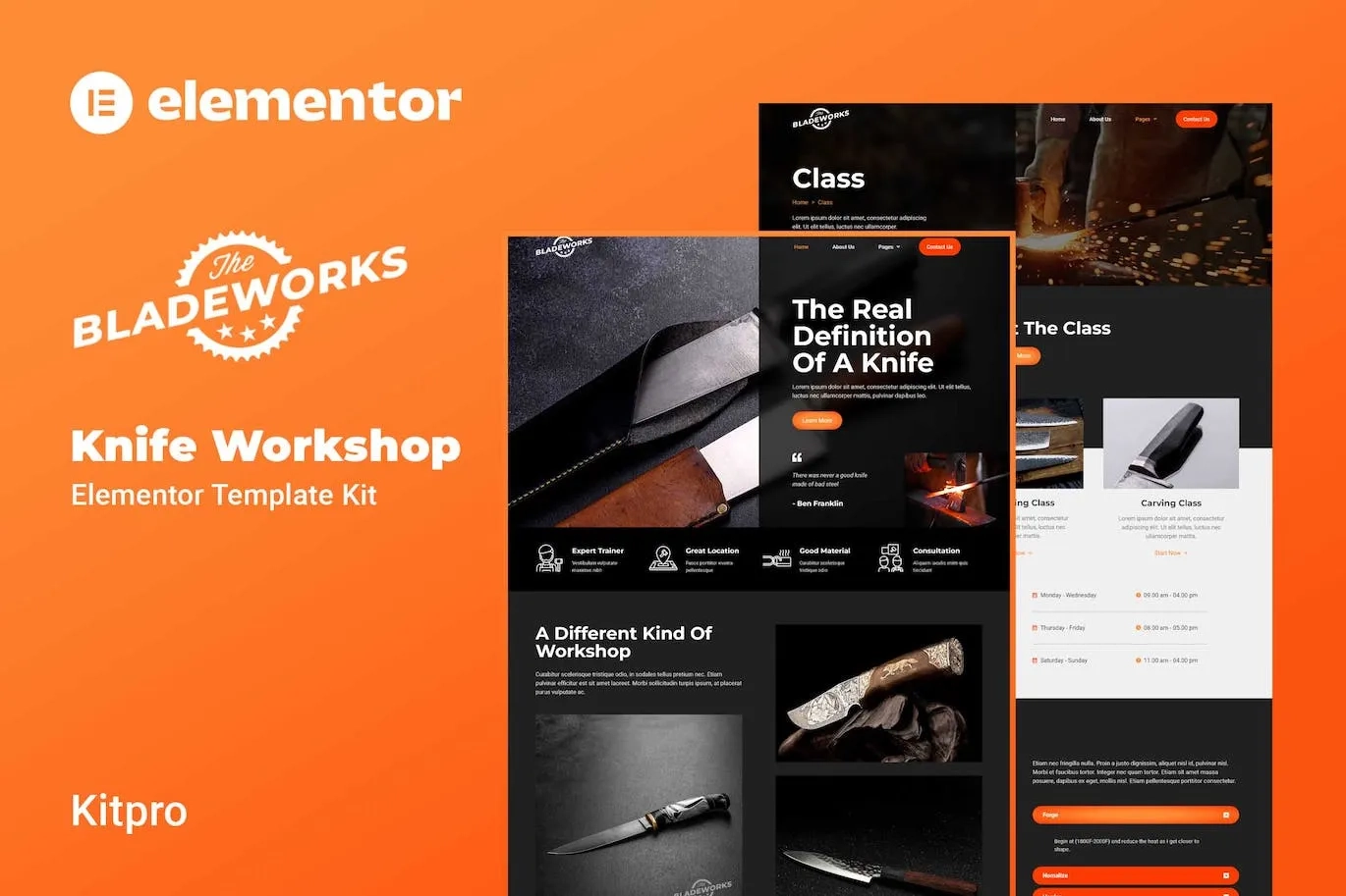 Bladeworks – Knife Workshop Elementor Template