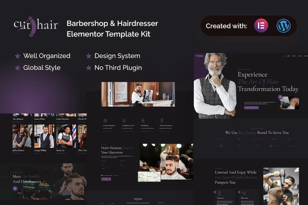 Cuthair – Barbershop & Hairdresser Elementor Pro Template