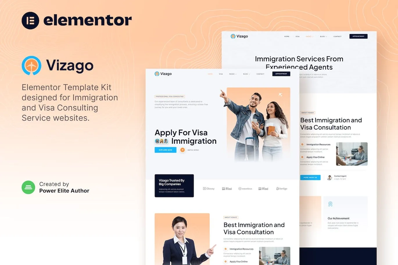 Vizago – Immigration & Visa Consulting Service Elementor Template